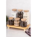 dnshome 6'lı Cam Kavanoz Seti Stantlı Vakum Kapaklı Kahve Seti & Çay Şeker Tuz Saklama Kabı 1300 ml - 500 ml