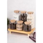 dnshome 6'lı Cam Kavanoz Seti Stantlı Vakum Kapaklı Kahve Seti & Çay Şeker Tuz Saklama Kabı 1300 ml - 500 ml