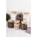 dnshome 6'lı Cam Kavanoz Seti Vakum Kapaklı Kahve Seti & Çay Şeker Tuz Saklama Kabı 1300 ml - 500 ml