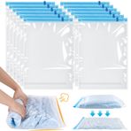 Dntorx 12 adet vakumlu torba, kıyafet seyahat için, 40 x 60 cm vakumlu torba, kıyafet için, yer tasarrufu sağlayan, vakumlama torbası, kıyafet, tekrar kullanılabilir seyahat aksesuarı, elbise torbası,