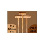 Dnz El Yapımı Küçük Ahşap Tokmak Zeytin Ceviz Fındık Kırıcı 3 adet