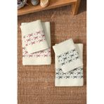 DNZGÜLCAN 4'lü Fiyonk Nakışlı - Jakarlı Havlu Seti (2 Adet 50x90 cm - 2 Adet 70x140 cm) | Lüks Banyo Havlusu Takımı | %100 Pamuk