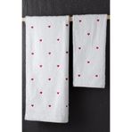DNZGÜLCAN Kırmızı Kalpli Havlu Seti Hamam Seti – 50x90 ve 70x140 cm Banyo Havlu Takımı