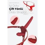 Do it Love - Kadın Çiftler İçin Çift Yönlü Dildo Strapon Oyuncak - Double Zevk - Belden Bağlamalı - Kırmızı Tutku