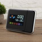 DOACT Projektör Saati, Yatak Odası Tavanı için Sıcaklık Projeksiyonlu Alarmlı Projeksiyon Saati, LED Renkli Ekran, Hava Durumu Tembel Kişi Elektronik Takvim, İstasyon, USB (Siyah)