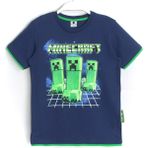 DobaKids Biye Detaylı Erkek Çocuk Minecraft Creeper Baskılı Uzun Kollu T-Shirt Lacivert - 5 - 6 Yaş