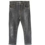 DobaKids Eskitme Detaylı Unisex Bebek Denim Pantolon Siyah Unisex Bebek Kot Pantolon - 6 - 9 Ay
