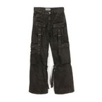 DobaKids Kargo Cep Bol Wide Leg Paça Eskitme Retro Yüksek Bel Denim Jean Kadın Pantolon