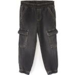 DobaKids Kargo Cep Erkek Bebek Jogger Denim Pantolon Siyah Erkek Bebek Kot Pantolon - 24 - 36 Ay