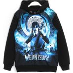 DobaKids Kız Çocuk Wednesday Addams 3 Ip Şardonlu Kışlık Kapüşonlu 3D Baskılı Hoodie Sweatshirt - Siyah - 10 - 11 Yaş