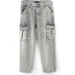DobaKids Low Crotch Kargo Cep Denim Erkek Çocuk Pantolon Gri Çocuk Kargo Kot Pantolon - 10 - 11 Yaş