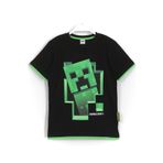 DobaKids Minecraft Creeper 3d Baskılı Biye Detaylı Erkek Çocuk T-shirt Siyah