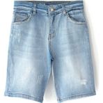DobaKids Urban-Denim Flex Erkek Çocuk Kot Kapri Boru Paça Denim Ayarlanabilir Bel Eskitme Detaylı Mavi - 4 Yaş