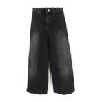 DobaKids Wide Leg Kısa Paça Cep Detaylı Kız Çocuk Jean Pantolon Siyah