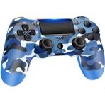 Dobe Ps4-Pc-Android Box-Android-Ios Telefon Tablet Uyumlu Titreşimli Bluetooth Oyun Kolu - Kamuflaj Mavi