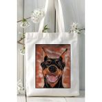 Doberman Köpek Baskılı Bez Çanta Omuz Çantası Kişiye Özel Model