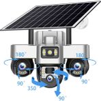 Dobest 3 Kameralı Güvenlik Güneş Enerjili Fhd – Mobil Uygulama ile 3 Kamerayı Kolayca Kontrol Edin 3 Ptz - Gümüş