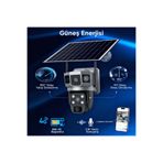 Dobest 4g Solar Panelli Güvenlik Kamerası, Güneş Enerjili , 6mp Çift Lens, Sim Kartlı, Ptz, Su Geç