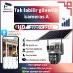Dobest 6mp 2 Lens Güneş+Sım Ptz Kamera - V380PRO ile Ses/görüntü Kontrolü, Gece Görüş, 7/24 Kayıt - Gümüş