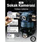 Dobest 6mp 4g Sım Kartlı Üçlü Lens Ptz Güvenlik Kamerası: 360° Panoramik, 7/24 Kayıt, Hareket Algılama, Sesli Alarm, Gece Görüş ve Su Geçirmez - Siyah