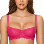 Dobreva Balconette Balenli Push Up Dirndl Dantel Astarsız Parlak Gül Kadın Sütyen