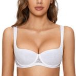 Dobreva Balconette Push Up Dirndl Balenli Dantel Hafif Yastıklı Beyaz Kadın Sütyen
