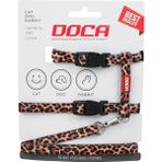 Doca Leopar Desenli Kedi Gezdirme Kayışlı Ayarlanabilir Kedi Göğüs Tasması
