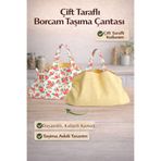 DOCCES El Yapımı Borcam Taşıma Çantası & Piknik Çantası 50x80cm –Sarı Çiçek Desenli, Bağcıklı Ayarlanabilir