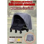 Dock İKİZ BEBEK ARABASI GRİ KORUMA ÖRTÜSÜ (TAM KORUMA-TAM KAPAMA)