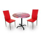 Dockers Indigo Werzalit Yuvarlak Gözde 2'li 90 cm Çap Kırmızı Bahçe ve Balkon Masa Takımı