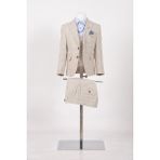 Doctor Junior Kareli Erkek Çocuk Takım Elbise Slim Fit Poliviskon Kumaş Modeli - Bej - 15 Yaş