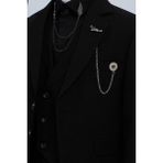 Doctor junior Slim Fit Erkek Çocuk Zincir Detay Takım Elbise / Gömleksiz - Siyah - 12 Yaş