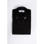 Doctor Junior Yakası Erkek Çocuk Gömlek Siyah Zincirli Tasarım Slim Fit 12-13 Yaş - 12 - 13 Yaş