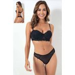 Do&De Flora Dode Flora 2085 Dantelli Desteksiz Brode Sütyen Takımı Godewo Siyah 90B