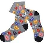 Dode Flora Kedi Köpek Desenli Çorap Erkek Uzun Çorap Clb - Gri - 41 - 44