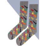 Dode Flora Satranç Desenli Çorap Erkek Uzun Çorap Clb - Gri - 41 - 44