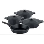 Dodeca Quartz 3534 Bio Granit Döküm 7 Parça Tencere Tava Çeyiz Seti Siyah - 7 Parça Set