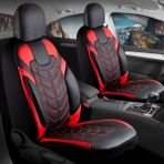 Dodge Caliber Uyumlu Deri Oto Koltuk Kılıfı Ön/arka Set Classy Seri Siyah-Kırmızı - Siyah - Kırmızı
