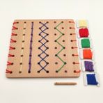 Dodo Montessori Ahşap Montessori Dikiş Seti | Çocuklar Için Eğitici Oyuncak | Iğne, Iplik ve Delikli Tahta ile Dikiş Öğrenme