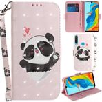 DodoBuy Huawei P30 Lite Kılıf 3D Manyetik Kapaklı Cüzdan Kapak PU Deri Destek Çubuğu Fatura Bölmeli Kart Yuvalı Bilek Kayışı Huawei P30 Lite için - Love Panda