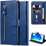 DodoBuy Motorola Moto Edge S/G100 için Fermuarlı Kılıf, Manyetik Kapaklı PU Deri Cüzdan Kılıfı Fermuarlı Paket TPU Silikon İç Kabuk Kart Yuvaları Standı - Mavi