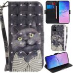 DodoBuy Samsung Galaxy S10 Lite/A91 Kılıf 3D Manyetik Kapaklı Cüzdan Kapak PU Deri Destek Çubuğu Fatura Bölmeli Kart Yuvalı Bilek Kayışı Samsung Galaxy S10 Lite/A91 için - Gri Kedi
