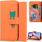 DodoBuy Samsung Galaxy S10+ Plus için Kılıf, Karikatür Hayvan Desenli Manyetik Kapaklı Koruma Kapağı Cüzdan PU Deri Çanta Tutucu Kart Yuvalı Stand - Turuncu Kurbağa