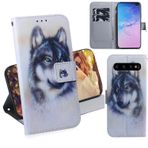 DodoBuy Samsung Galaxy S10+ Plus Kılıf PU Deri Kapaklı Cüzdan Standı Kredi Kartı Yuvalı Para Tutucu Kılıf Manyetik Toka Samsung Galaxy S10+ Plus için - Kurt