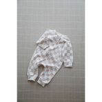 DoDo'S Baby %100 Organik Pamuk Latte Dama Desen Kız-Erkek Soft Bebek Tulum