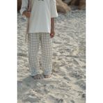 Dodo's Baby Krem Renk Kareli Müslin Pantolon Unisex Çocuklar İçin Yumuşak Doğal Kumaş Casual Model