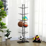 Doffo 12'li Metal Top Sepeti Metal Top Rafı Top Düzenleyici - Siyah