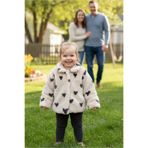 DOFİ Bebek Peluş Mont – Bej, Kalp Desenli, Çıtçıtlı, Yumuşak ve Sıcak