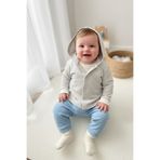 DOFİ Erkek Bebek Gri Kapüşonlu Çıtçıtlı Sweatshirt