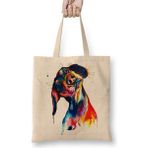 Dog Dog Köpek Pug Bez Çanta Uzun Saplı - Açık Bej - 40 X 40